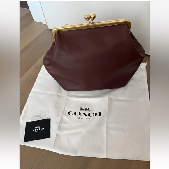 Coach Handbags - Coach kisslock large Dark Brown Leather Bag brand new with tags